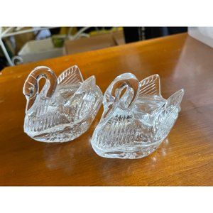 Crystal Swan Trinket Dish, Crystal Swan, Vintage 2 Piece Crystal Swan Trinket Je